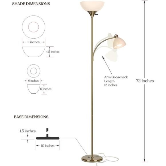 Sky Dome Plus LED Floor lamp,Torchiere Super Bright Floor Lamp with Reading Lamp - Picture 2 of 7